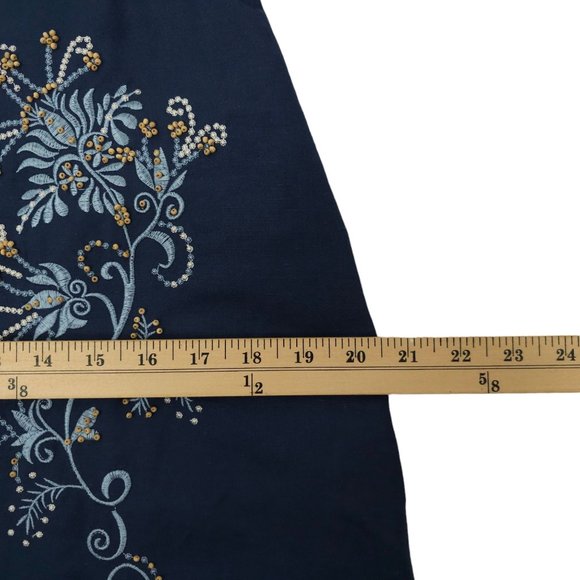 Uniform John Paul Richard Petite Linen Blend Skirt Women 8 Embroidered Beaded - Picture 4 of 10